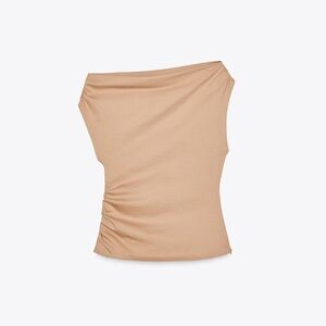 Zara Tan Off-Shoulder Top